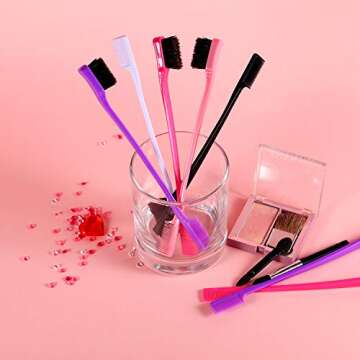 10 Pieces Hair Edge Brush Double Sided Control Hair Brush Comb Combo Pack Smooth Comb Grooming, 5 Colors