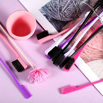 10 Pieces Hair Edge Brush Double Sided Control Hair Brush Comb Combo Pack Smooth Comb Grooming, 5 Colors