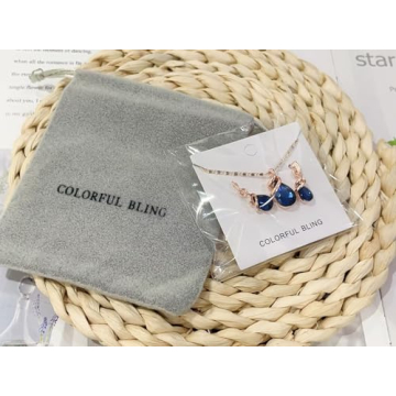 COLORFUL BLING Teardrop Rose Gold Jewelry Set