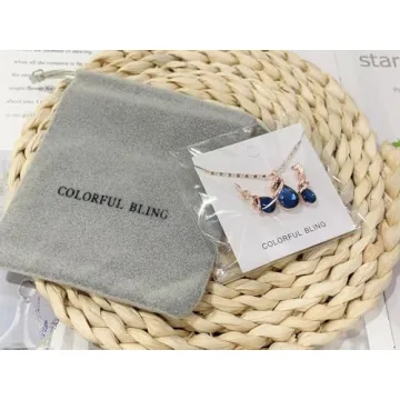 COLORFUL BLING Teardrop Rose Gold Jewelry Set