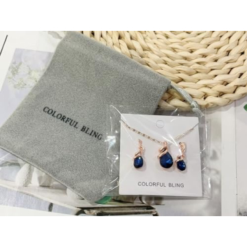 COLORFUL BLING Teardrop Rose Gold Jewelry Set