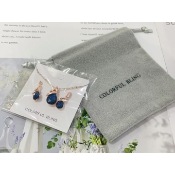 COLORFUL BLING Teardrop Rose Gold Jewelry Set