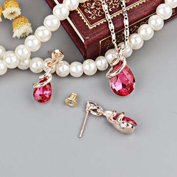 COLORFUL BLING Teardrop Rose Gold Jewelry Set