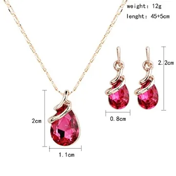 COLORFUL BLING Teardrop Rose Gold Jewelry Set
