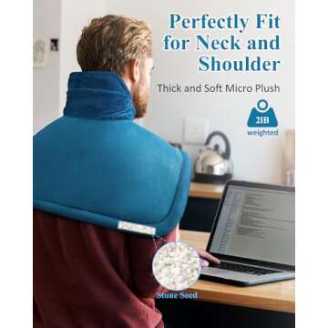 Heating Pad for Neck and Shoulder, Birthday Gifts for Men Women Mom Dad, Electric Weighted Heat Pad for Back Pain Relief, Anniversary Retirement Gifts, Blue