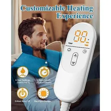 Heating Pad for Neck and Shoulder, Birthday Gifts for Men Women Mom Dad, Electric Weighted Heat Pad for Back Pain Relief, Anniversary Retirement Gifts, Blue