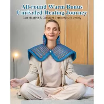 Heating Pad for Neck and Shoulder, Birthday Gifts for Men Women Mom Dad, Electric Weighted Heat Pad for Back Pain Relief, Anniversary Retirement Gifts, Blue