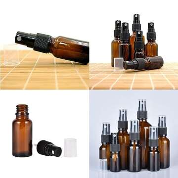 UPSTORE 6Pcs 15ml Amber Glass Spray Bottles for Essential Oils, Travel & DIY Projects