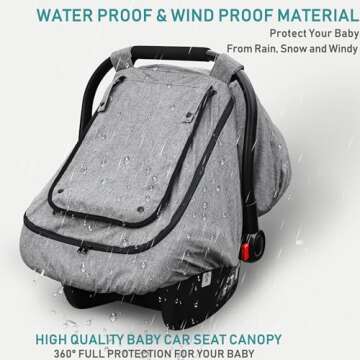Waterproof Baby Car Seat Cover，YVMVDV Patented Cold Weather Carseat Cover for Babies,Infant Car Se...