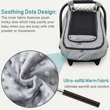 Waterproof Baby Car Seat Cover，YVMVDV Patented Cold Weather Carseat Cover for Babies,Infant Car Seat Cover Canopy for Boy Girls,Windproof Car Seat Canopy for Boys & Girls, Keeps Babies Warm