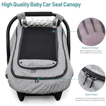 Waterproof Baby Car Seat Cover，YVMVDV Patented Cold Weather Carseat Cover for Babies,Infant Car Seat Cover Canopy for Boy Girls,Windproof Car Seat Canopy for Boys & Girls, Keeps Babies Warm