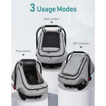 Waterproof Baby Car Seat Cover，YVMVDV Patented Cold Weather Carseat Cover for Babies,Infant Car Seat Cover Canopy for Boy Girls,Windproof Car Seat Canopy for Boys & Girls, Keeps Babies Warm