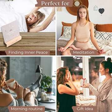 Positive Affirmation Cards for Women | 31 Unique Motivational Cards with Wooden Block Desk Stand | Powerful Mindfulness Daily Quotes for Self Care, Stress Relief, Self Love, and Meditation