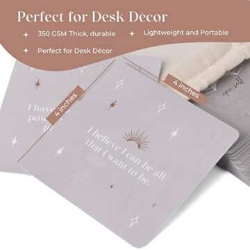 Positive Affirmation Cards for Women | 31 Unique Motivational Cards with Wooden Block Desk Stand | Powerful Mindfulness Daily Quotes for Self Care, Stress Relief, Self Love, and Meditation