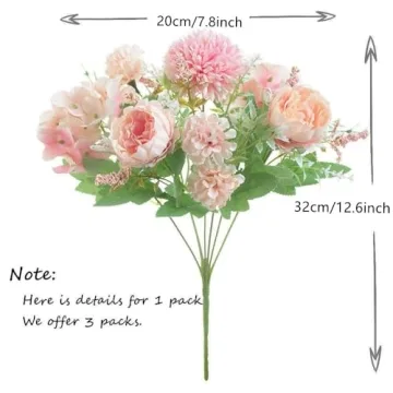 KIRIFLY Artificial Peony and Hydrangea Flower Bouquets