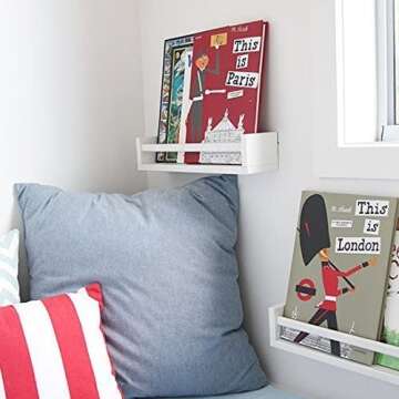 Wallniture Set of 2 Nursery Room Wood Floating Wall Shelves White