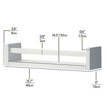 Wallniture Set of 2 Nursery Room Wood Floating Wall Shelves White