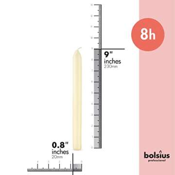 Elegant Bolsius Ivory 9" Dinner Candles - 10 Pack