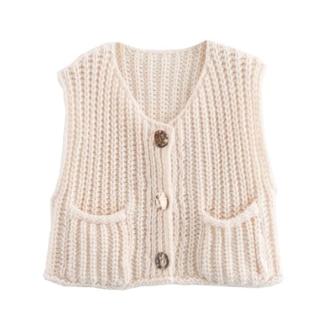 UAURORAO Women Chunky Sweater Vest - Stylish Button Down Cardigan