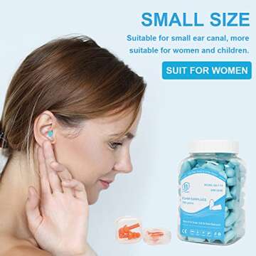 LYSIAN Slim Fit Foam Ear Plugs for Sleeping Women, Kids Small-100 Pairs, 35dB SNR Noise Reduction Earplugs Disposable for Sleep, Snoring, Work, Shooting Loud Noise, Lake Blue