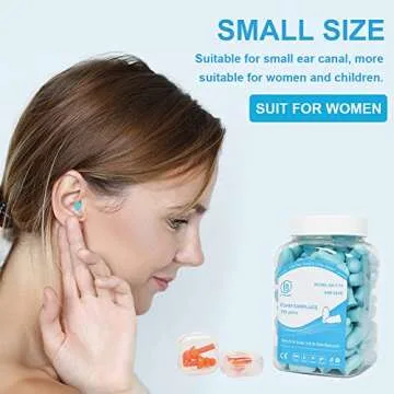 LYSIAN Slim Fit Foam Ear Plugs for Sleeping Women, Kids Small-100 Pairs, 35dB SNR Noise Reduction Earplugs Disposable for Sleep, Snoring, Work, Shooting Loud Noise, Lake Blue