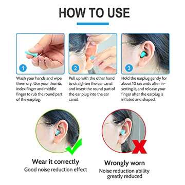 LYSIAN Slim Fit Foam Ear Plugs for Sleeping Women, Kids Small-100 Pairs, 35dB SNR Noise Reduction Earplugs Disposable for Sleep, Snoring, Work, Shooting Loud Noise, Lake Blue
