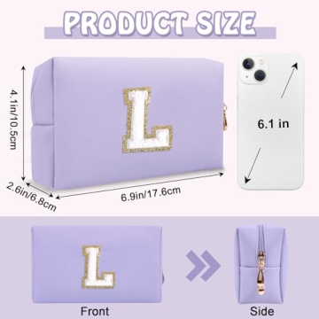 Personalized Initial Preppy Makeup Bag Organizer for Women - Cute & Functional Cosmetic Pouch