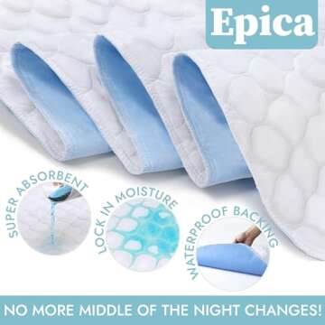 Epica Waterproof Bed Pads For Incontinence - Large Pads