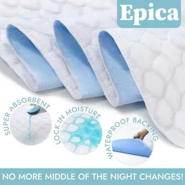 Epica Waterproof Bed Pads For Incontinence - Large Pads