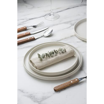 famiware Star Dinner Plates for 6, 10 inches Plate Set, Scratch Resistant, Stoneware Dinnerware, Kitchen Modern Rustic Serving Dishes, Matte White