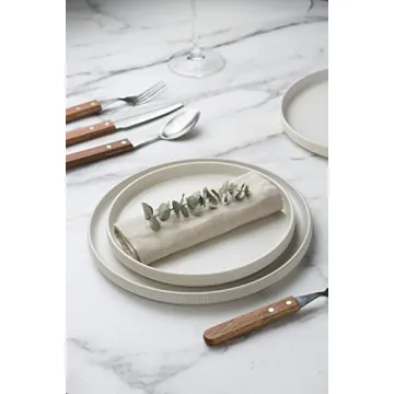 famiware Star Dinner Plates for 6, 10 inches Plate Set, Scratch Resistant, Stoneware Dinnerware, Kitchen Modern Rustic Serving Dishes, Matte White