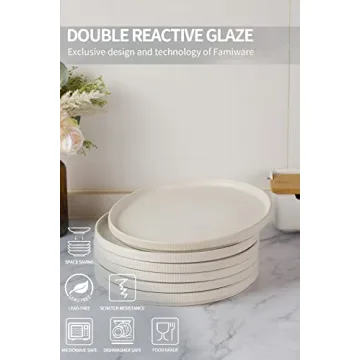 famiware Star Dinner Plates for 6, 10 inches Plate Set, Scratch Resistant, Stoneware Dinnerware, Kitchen Modern Rustic Serving Dishes, Matte White