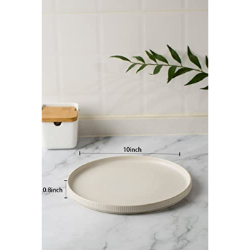 famiware Star Dinner Plates for 6, 10 inches Plate Set, Scratch Resistant, Stoneware Dinnerware, Kitchen Modern Rustic Serving Dishes, Matte White