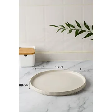 famiware Star Dinner Plates for 6, 10 inches Plate Set, Scratch Resistant, Stoneware Dinnerware, Kitchen Modern Rustic Serving Dishes, Matte White