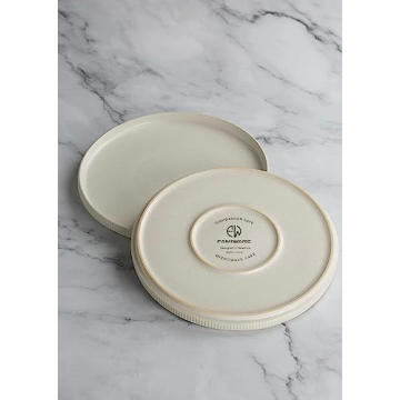 famiware Star Dinner Plates for 6, 10 inches Plate Set, Scratch Resistant, Stoneware Dinnerware, Kitchen Modern Rustic Serving Dishes, Matte White