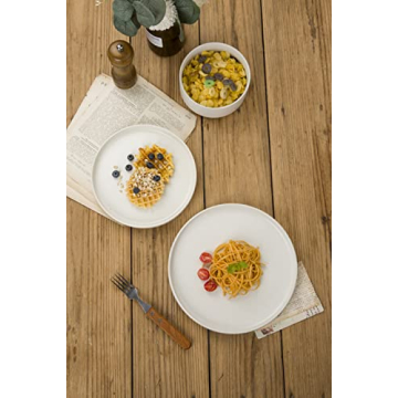 famiware Star Dinner Plates for 6, 10 inches Plate Set, Scratch Resistant, Stoneware Dinnerware, Kitchen Modern Rustic Serving Dishes, Matte White