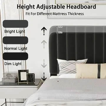 Stylish Jotoa Queen Velvet Bed Frame with Adjustable Headboard