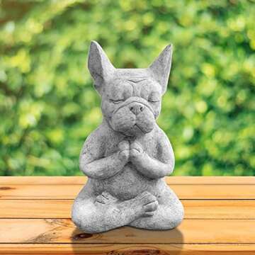 YWHWXB Meditating French Bulldog Figurine, Zen Yoga Dog Buddha Statue, Decorative Collectible for Ho...