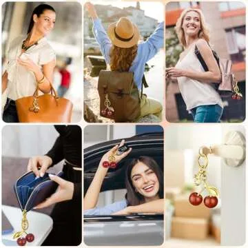 LXCSYXJ Cherry Keychain, Glitter Cherry Bag Charm with Key Ring and Clip - Cute Cherry Charm Versatile Cherry Charm for Handbag, Purse, Birthday, Valentine's Day Christmas Gift