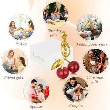 LXCSYXJ Cherry Keychain, Glitter Cherry Bag Charm with Key Ring and Clip - Cute Cherry Charm Versatile Cherry Charm for Handbag, Purse, Birthday, Valentine's Day Christmas Gift