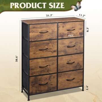 WLIVE Fabric Dresser: Tall 8 Drawer Storage Tower