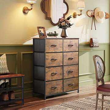 WLIVE Fabric Dresser: Tall 8 Drawer Storage Tower