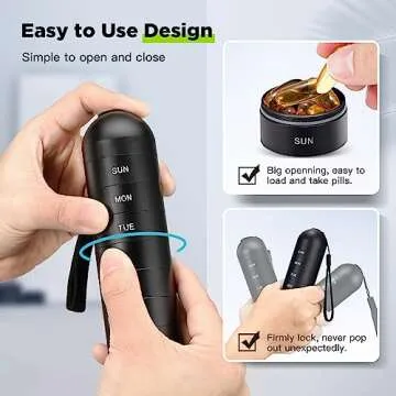 Zannaki Upgrade Large Metal Travel Pill Organizer, Waterproof Weekly Pill Box, Portable Aluminum Alloy Pill Case Container, BPA Free 7 Day Daily Medicine Organizer Holder for Vitamin,Pills,Supplement