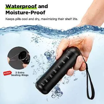 Zannaki Upgrade Large Metal Travel Pill Organizer, Waterproof Weekly Pill Box, Portable Aluminum Alloy Pill Case Container, BPA Free 7 Day Daily Medicine Organizer Holder for Vitamin,Pills,Supplement