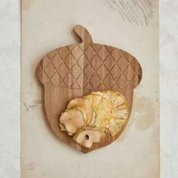 Creative Co-Op Acacia Wood Acorn Shaped Cheese and Cutting Board, Natural