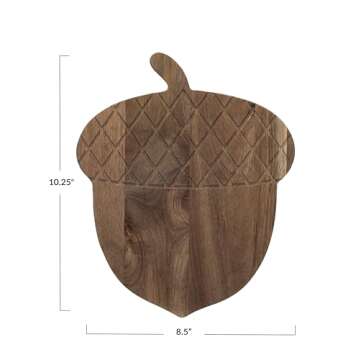 Creative Co-Op Acacia Wood Acorn Shaped Cheese and Cutting Board, Natural