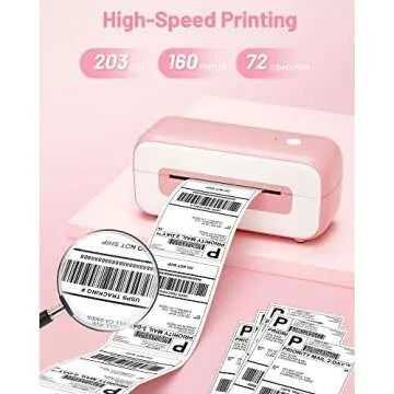 Phomemo PM-246S USB Pink Label Printer, Thermal Label Printer for Shipping Packages & Small Business, Shipping Label Printer Compatible with Amazon, Shopify, Etsy, Ebay, FedEx, USPS