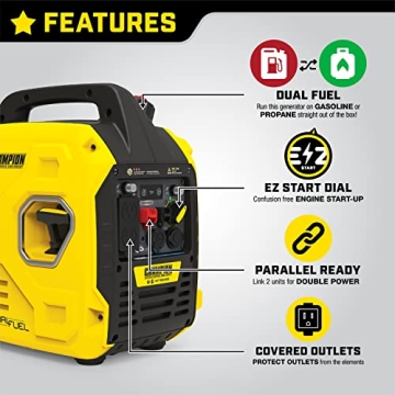 Champion Power Equipment 2500-Watt Dual Fuel Ultralight Portable Inverter Generator with Quiet Technology and CO Shield