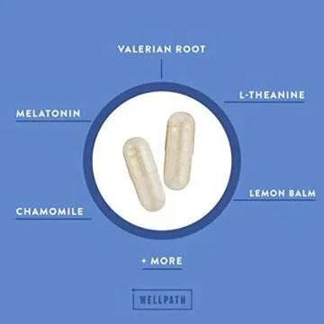 WellPath Rest Valerian Root Sleep Aid for Adults with Melatonin & L-Theanine | Natural & Herbal Sleeping Pills with Extra Strength | | 5-HTP, Lemon Balm, Chamomile, 60 Ct