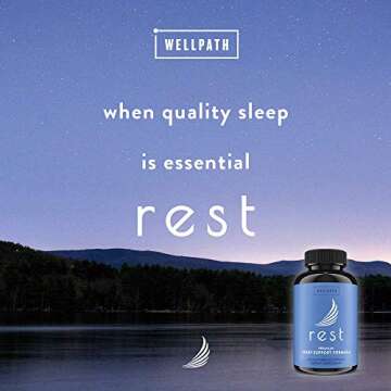 WellPath Rest Valerian Root Sleep Aid for Adults with Melatonin & L-Theanine | Natural & Herbal Sleeping Pills with Extra Strength | | 5-HTP, Lemon Balm, Chamomile, 60 Ct